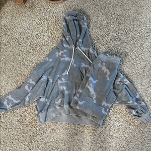 Gray Camouflage Hoodie and Sweatpants Set